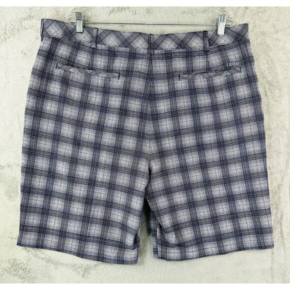 Izod Blue Plaid Stretch Breathable Lightweight Golf Shorts Men's Sz 42 - Picture 2 of 8